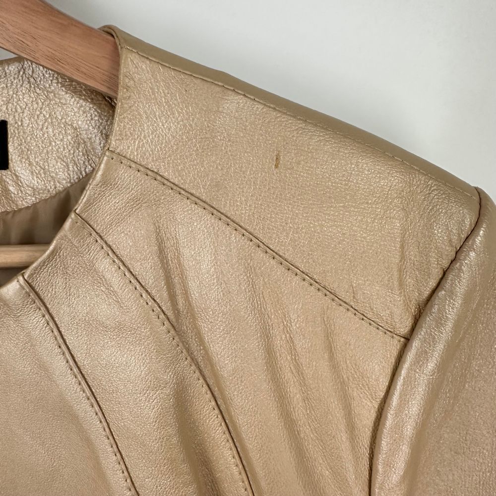 Dialogue New‎ Language Of Style Leather Jacket Champaign Gold Medium - Picture 4 of 12